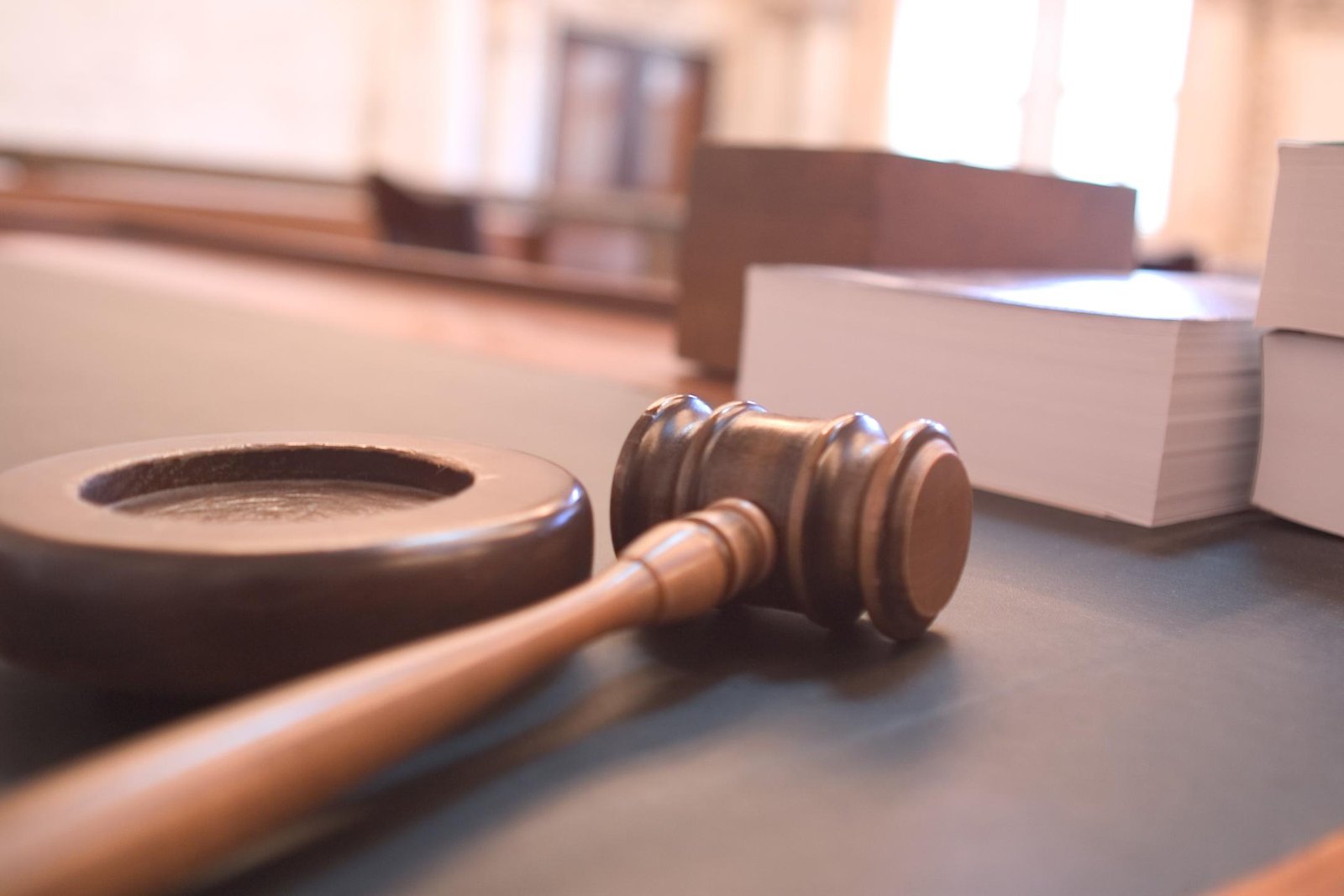 Courtroom gavel and legal code